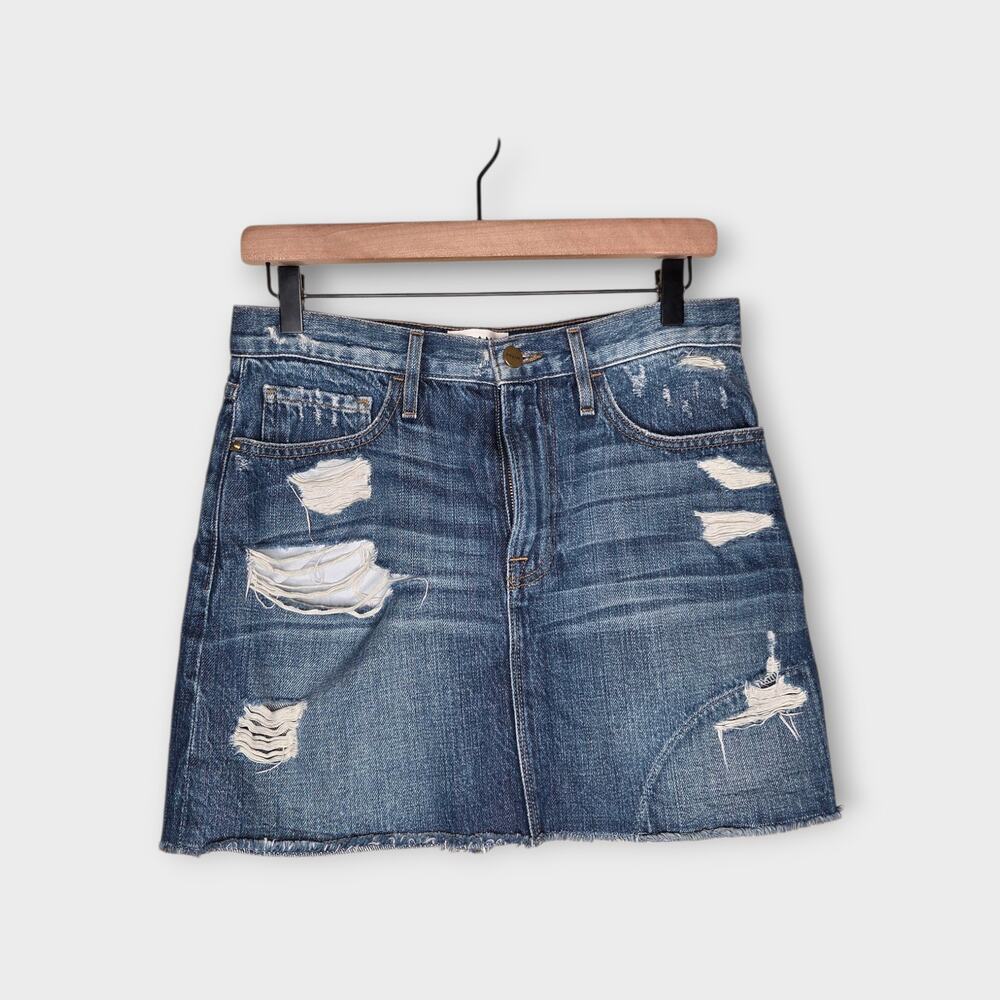 FRAME Womens Le Mini Skirt Pierson Blue 26 Distressed Raw Hem y2k